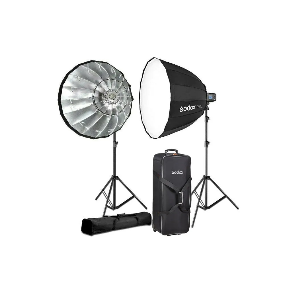 2x Godox AD600Pro Witstro Studio Flash Strobe Complete Lighting Kit with Carry Case (Kit 2) - Bundle