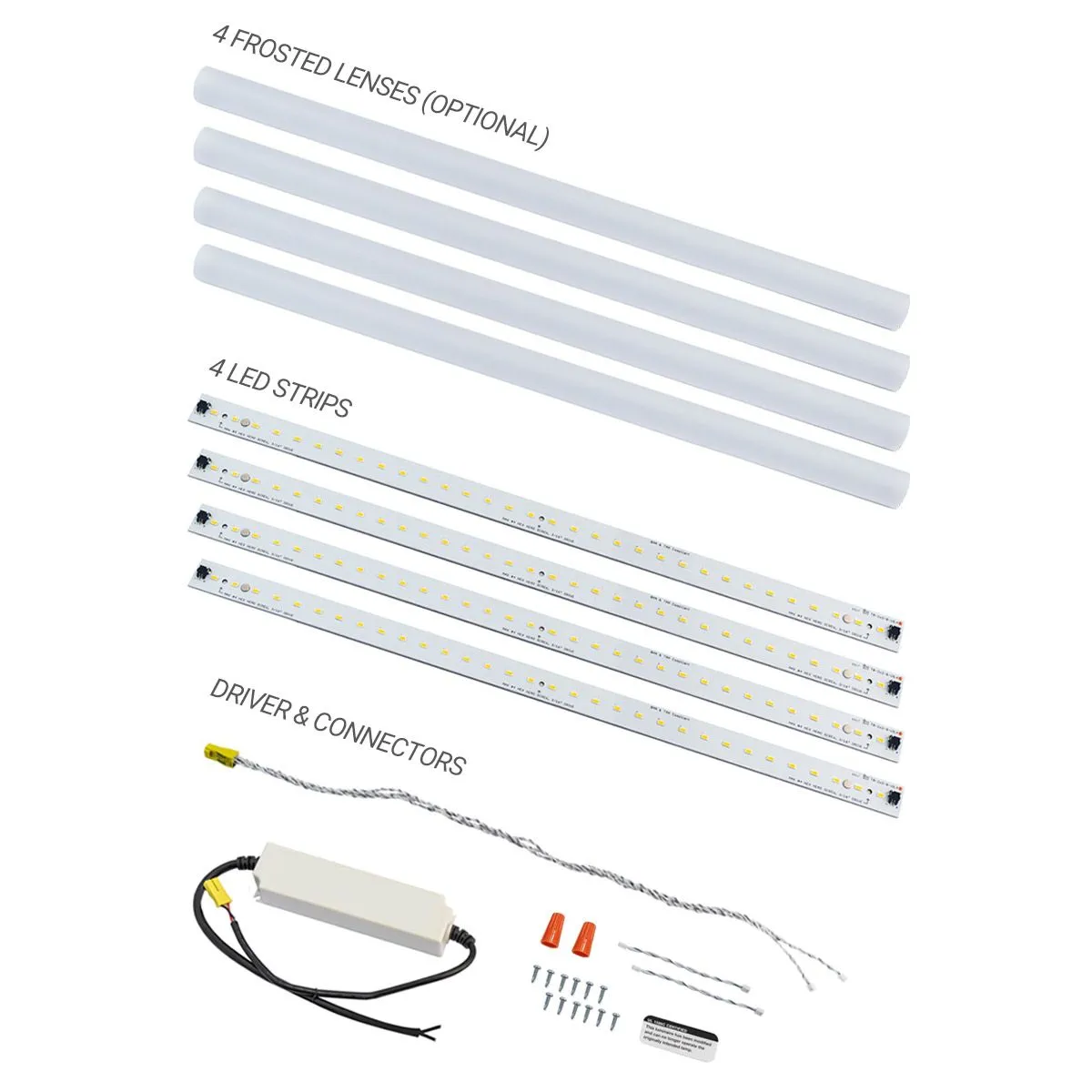 2x4 Magnetic LED Retrofit Kit - Four 2ft Strips - 35W / up to 5,500 lumens