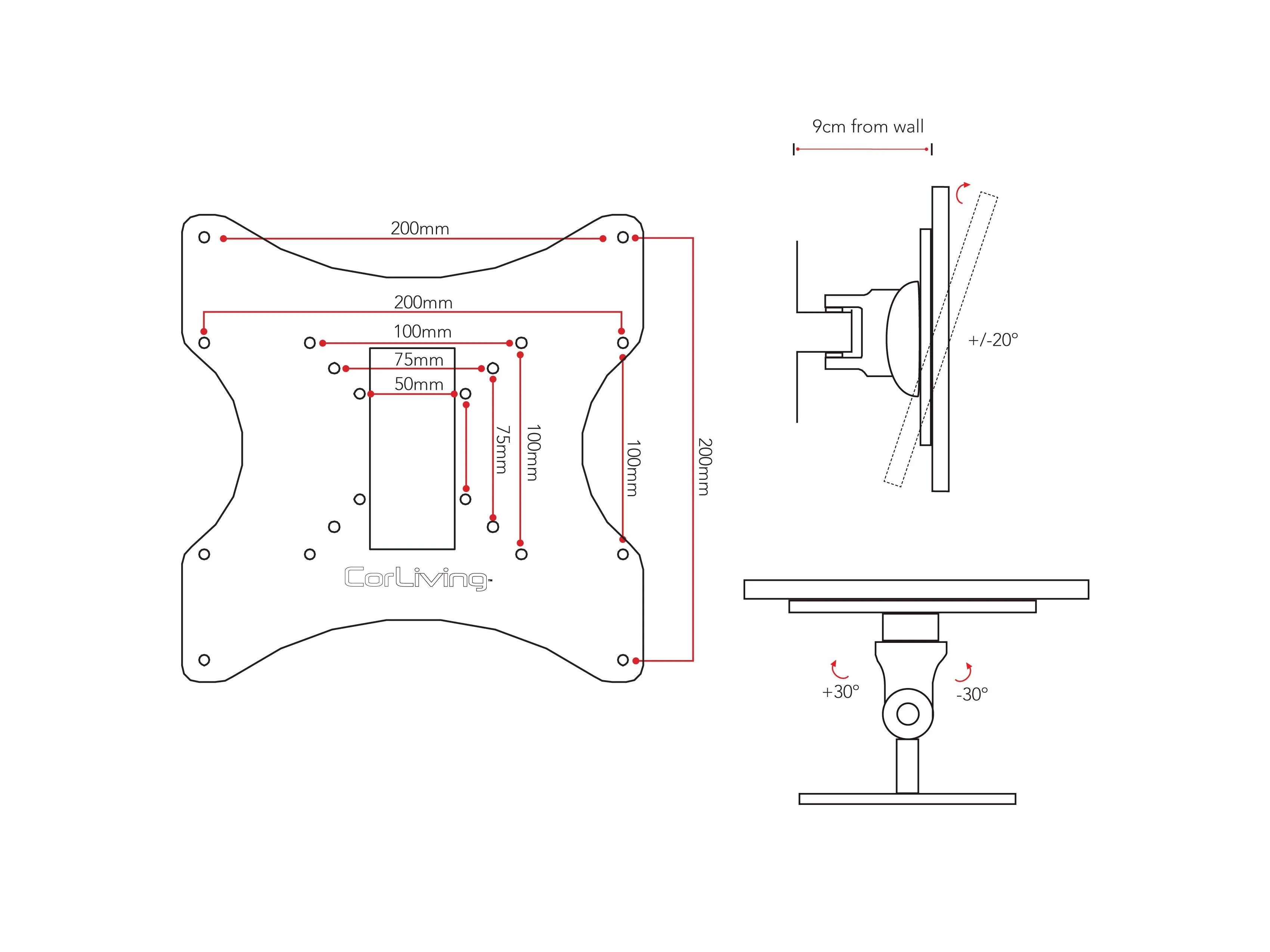 32 inch TV Wall Mount, 18" - 32" TVs