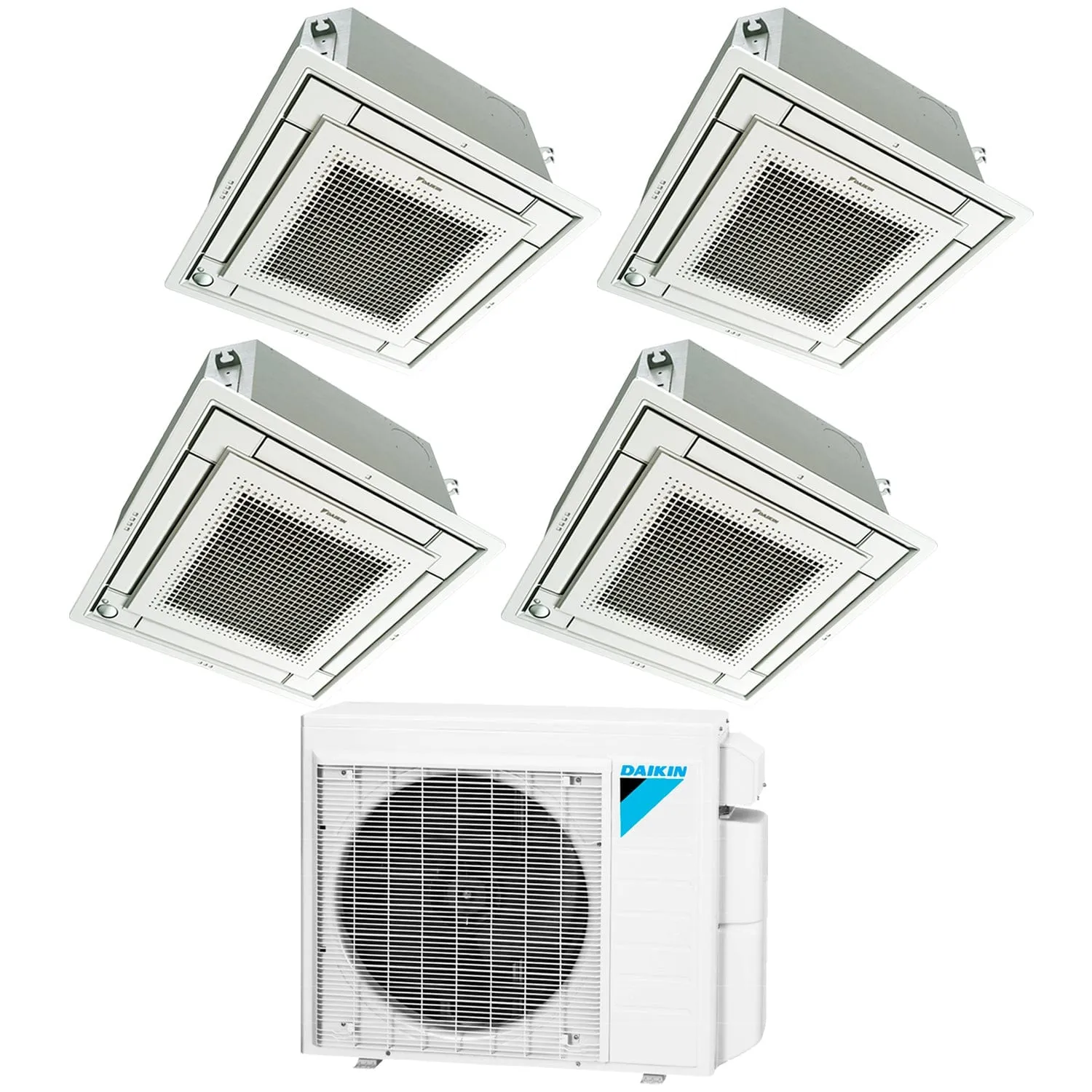 4-Zone Daikin 18.1 SEER2 MXS Series Ductless Multi-Zone Air Conditioner Heat Pump Ceiling Cassette 12k   12k   12k   12k