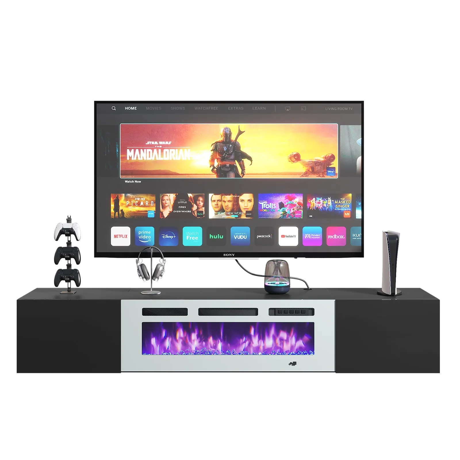 70" Floating Wall Mounted Fireplace TV Stand with Storage