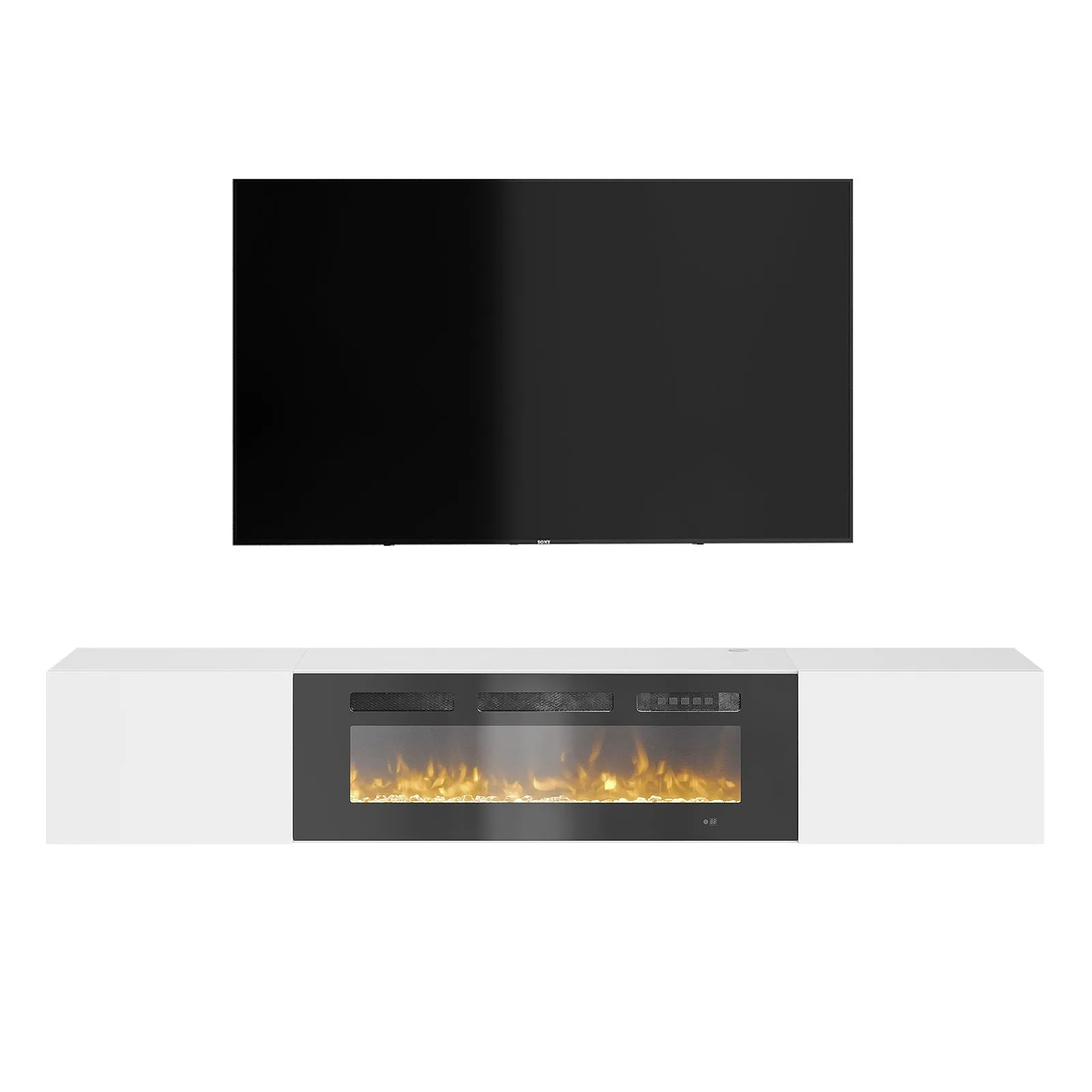 70" Floating Wall Mounted Fireplace TV Stand with Storage