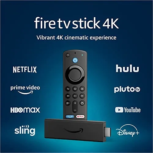 Amazon Fire TV Stick 4K, brilliant 4K streaming quality, TV and smart home controls, free and live TV