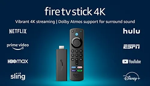 Amazon Fire TV Stick 4K, brilliant 4K streaming quality, TV and smart home controls, free and live TV