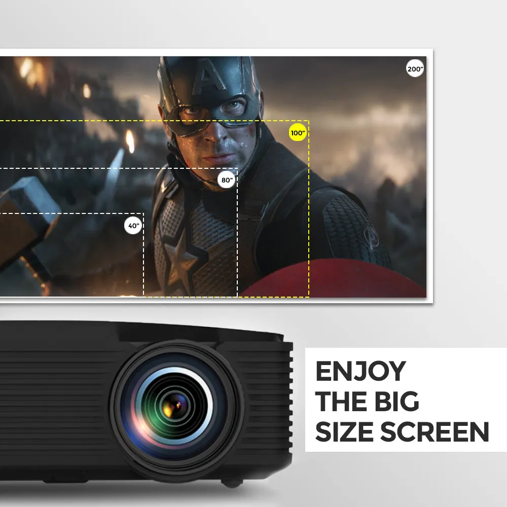 Android Projector 1080P |550 ANSI/Screen Size to 250inch|Bluetooth Wifi Projector