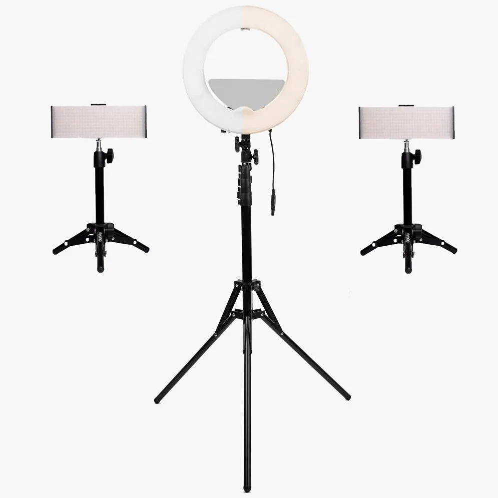 Blogger & Vlogger Mini Pearl III Ring Light & 9" LED Panel Youtube Video Kit - Bundle