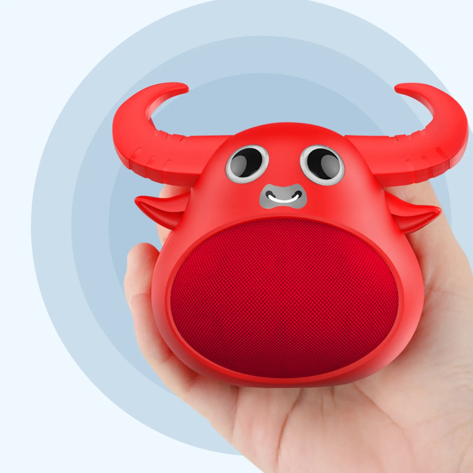 Compact Bluetooth Animal Face Speaker, 3W, Wireless, Red - Fitsmart