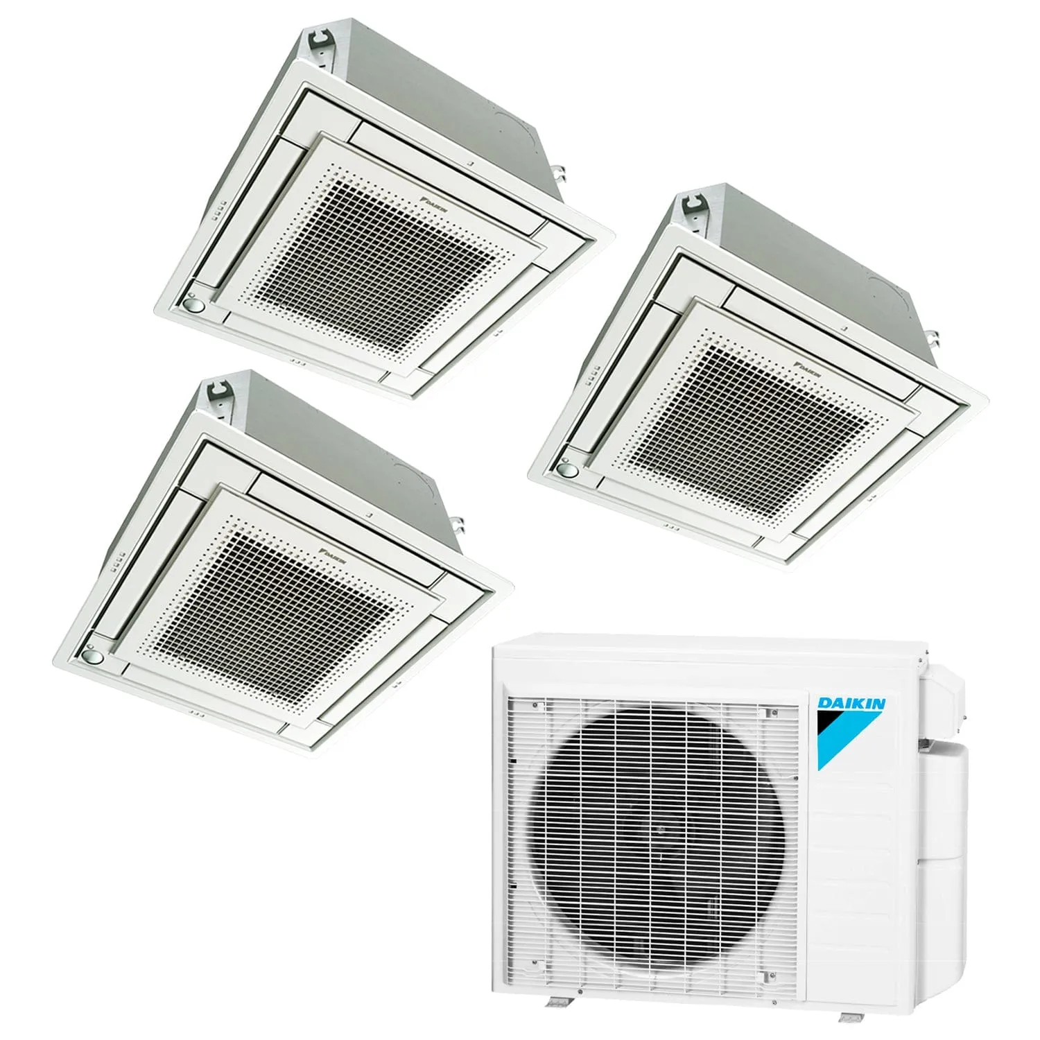 Daikin 3-Zone Ceiling Cassette Hyper Heat Ductless Mini-Split 24000 BTU Heat Pump Air Conditioner 9k   12k   12k - 18 SEER2