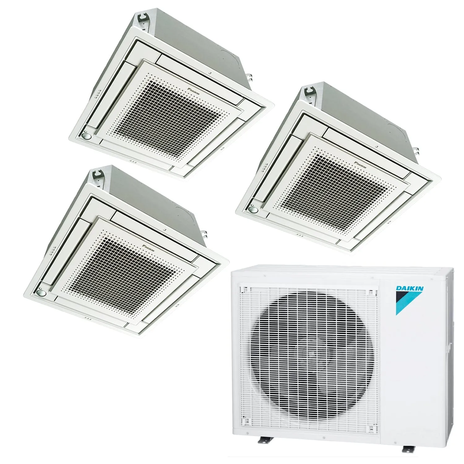 Daikin 3-Zone Ceiling Cassette Hyper Heat Ductless Mini-Split 36000 BTU Heat Pump Air Conditioner 12k   15k   15k - 20 SEER2