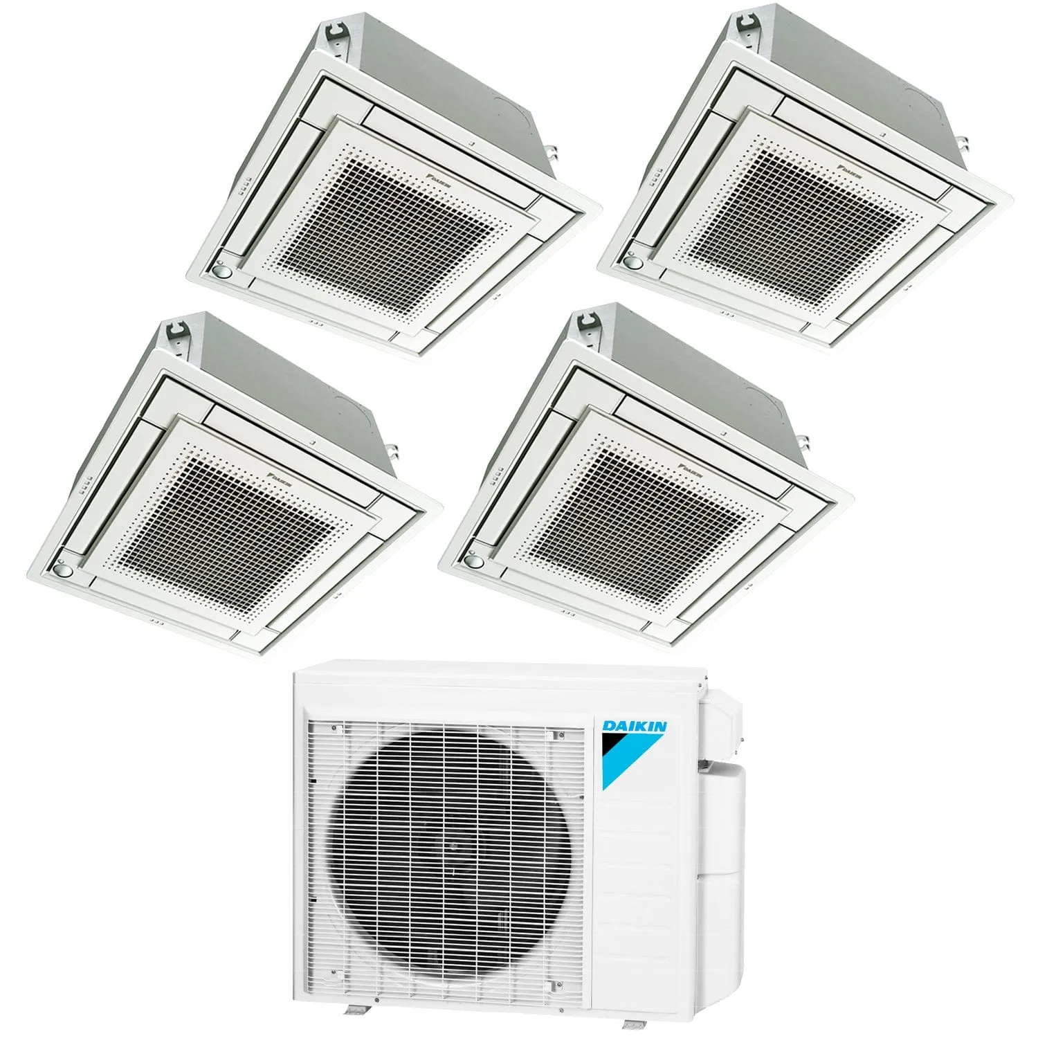 Daikin 4-Zone Ceiling Cassette Hyper Heat Ductless Mini-Split 36000 BTU Heat Pump Air Conditioner  9k   12k   12k   12k - 20 SEER2