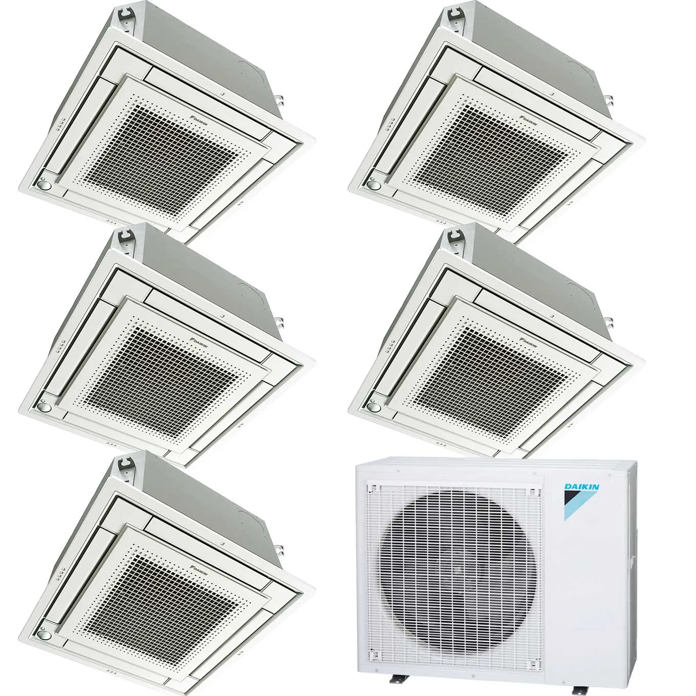 Daikin 5-Zone Ceiling Cassette Ductless Mini-Split 48000 BTU Heat Pump Air Conditioner 9k   12k   12k   12k   12k - 20.6 SEER2.6 SEER2