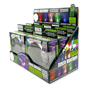 Disco Glass Ashtray with Sound Activated LED Lights - 6 Pieces Per Retail Ready Display 23743