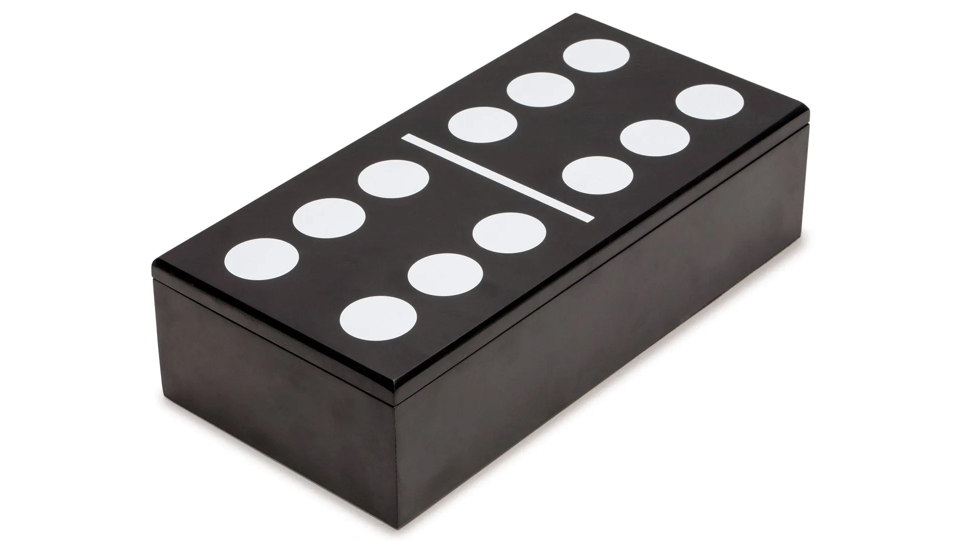 Double 12 Colored Pips/Dots Dominoes in Black Lacquer Case