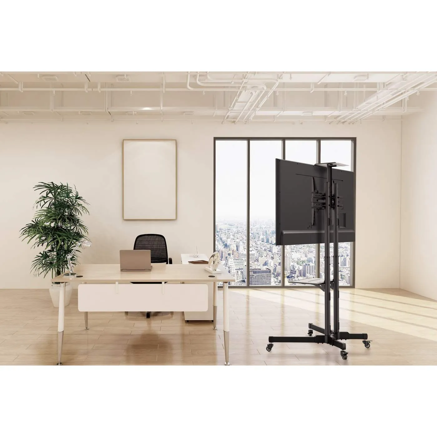 Economy Height-Adjustable Multimedia TV Cart