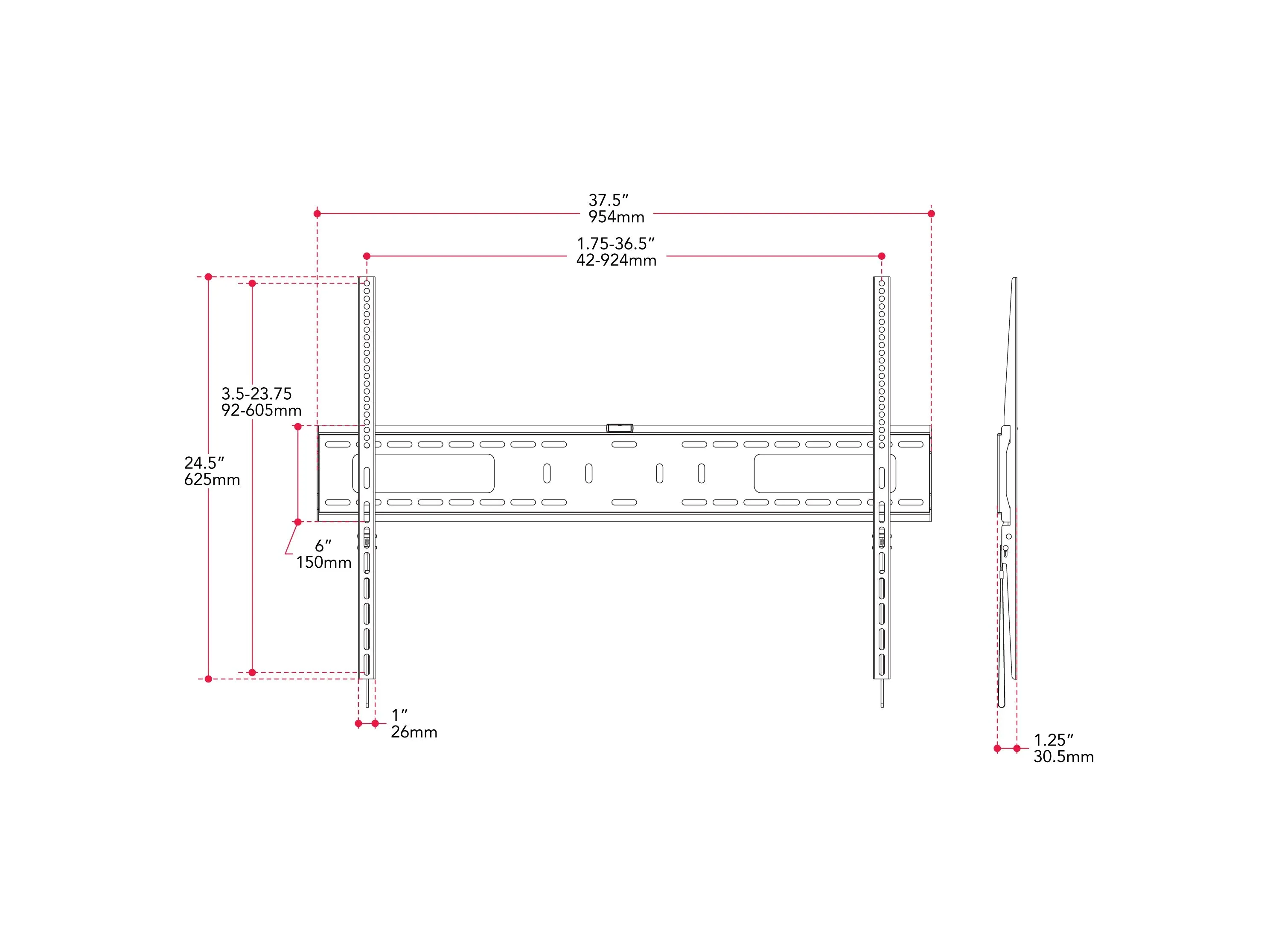 Fixed Wall Mount for Large TV's up to 100"