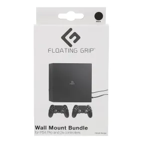 Floating Grip PS4 Pro & 2x Controllers Black Smart Wall Mount Bundle