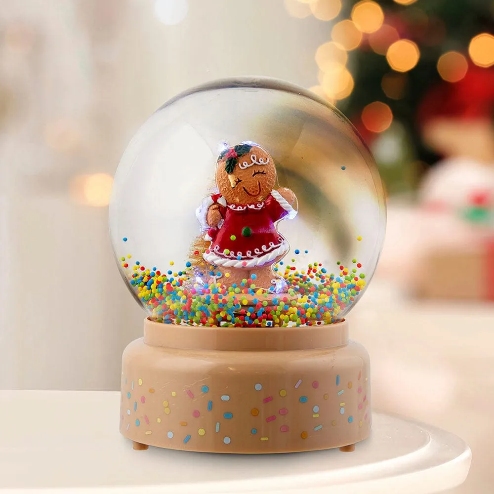 Gingerbread Spinning Sprinkles Globe with Music Asst (18cm)