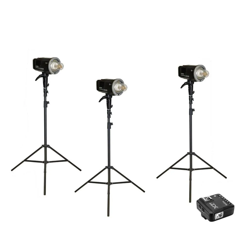 Godox 3 x AD600B Witstro TTL 2.4GHz Studio Flash Strobe Light & Stand Kit with X2 Trigger (Bowens) - Bundle