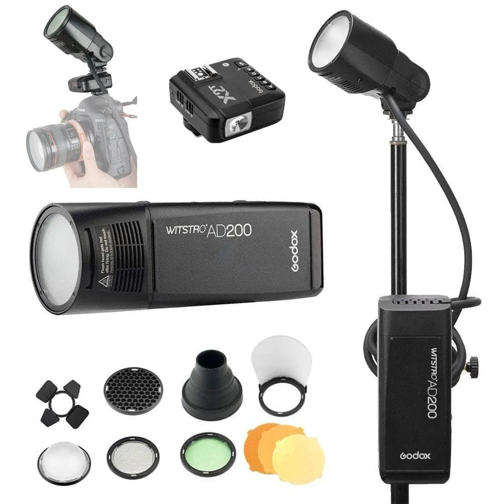 Godox AD200 200W Flash Round Head Extension Kit With Stand - Bundle