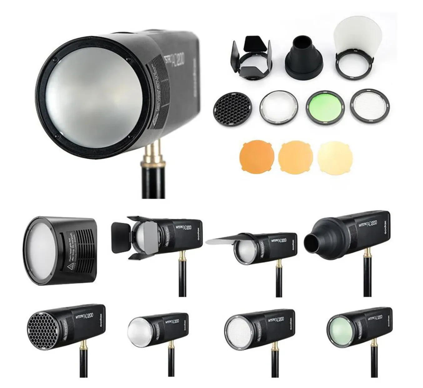 Godox AD200Pro 200W Flash Pro Round Head Extension Kit With Stand - Bundle