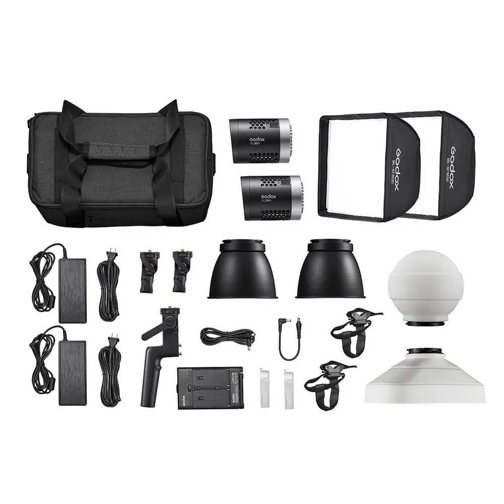 Godox ML30BI 2 Head Bi-Colour (2800K-6500K) LED Light Kit