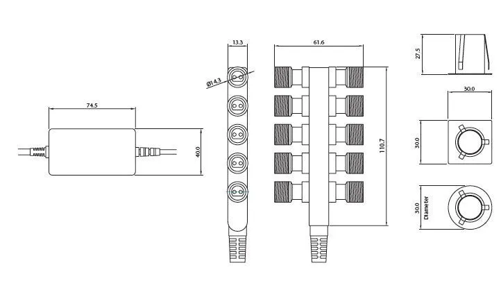 Ikon Square 30mm 10-Head Daylight (7500K) LED Decking Kit