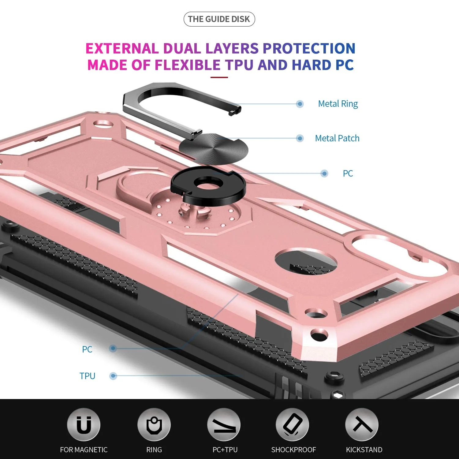 LeYi for Huawei P Smart 2019/Honor 10 Lite Case with Ring Holder,Military Grade Protective Silicone TPU Shockproof Hard Armour Phone Cover