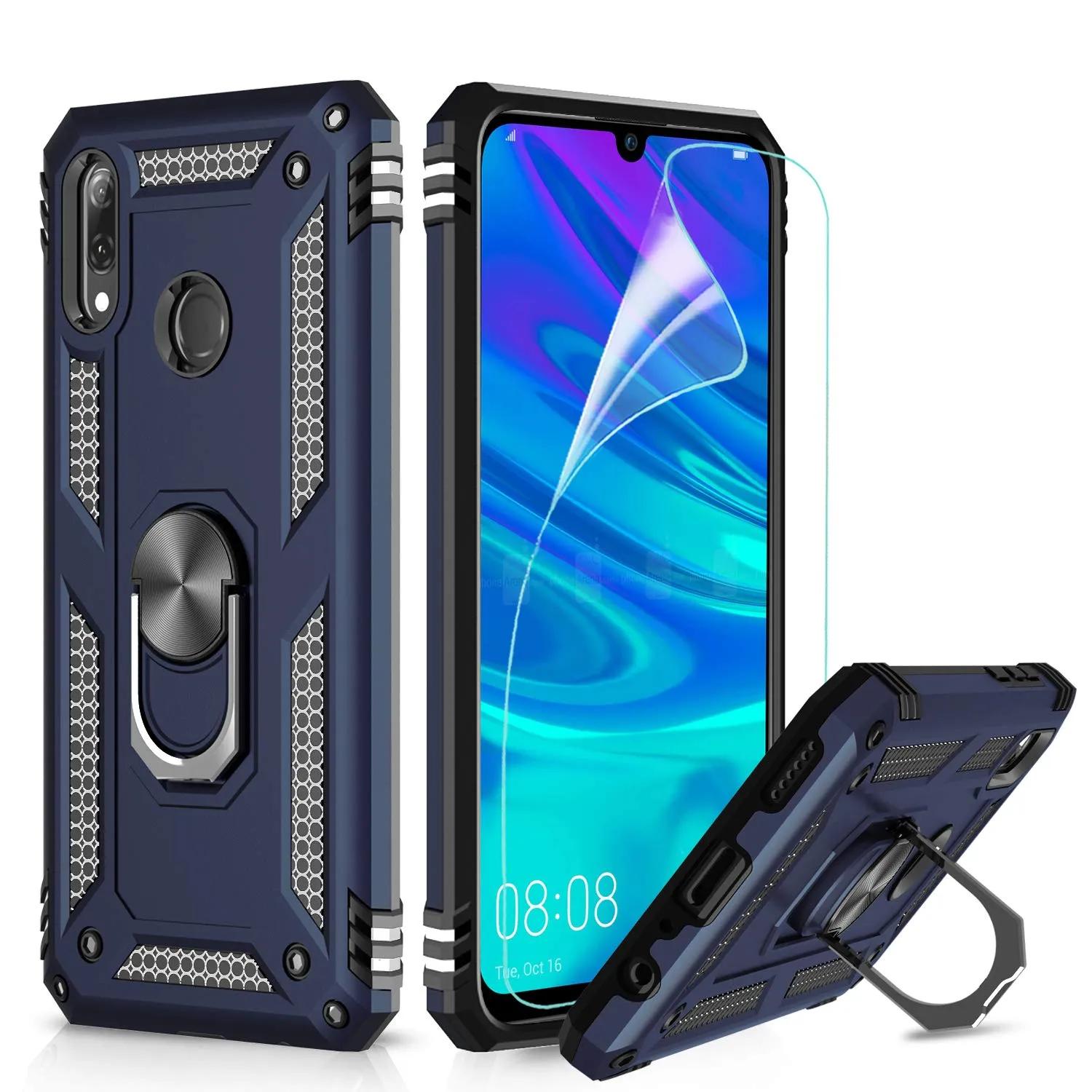 LeYi for Huawei P Smart 2019/Honor 10 Lite Case with Ring Holder,Military Grade Protective Silicone TPU Shockproof Hard Armour Phone Cover