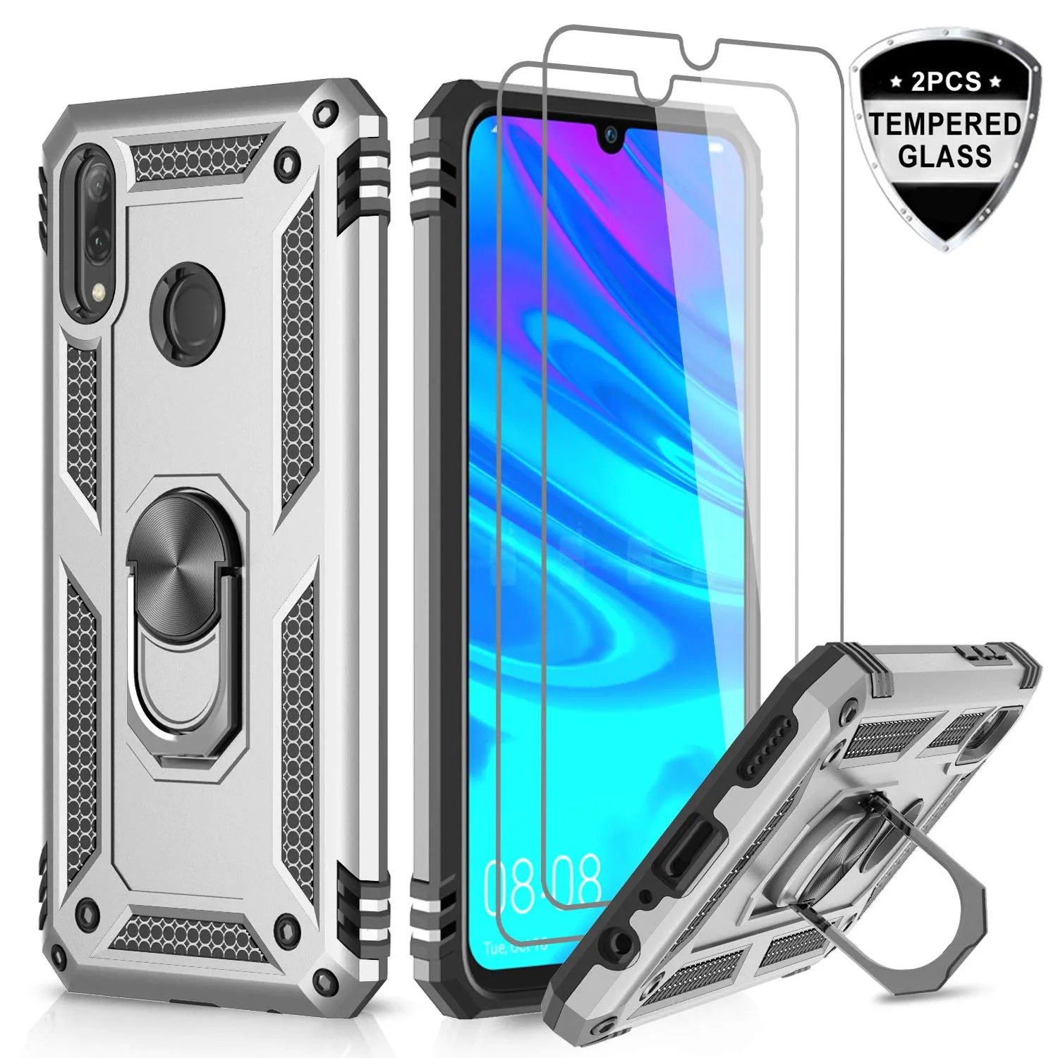 LeYi for Huawei P Smart 2019/Honor 10 Lite Case with Ring Holder,Military Grade Protective Silicone TPU Shockproof Hard Armour Phone Cover