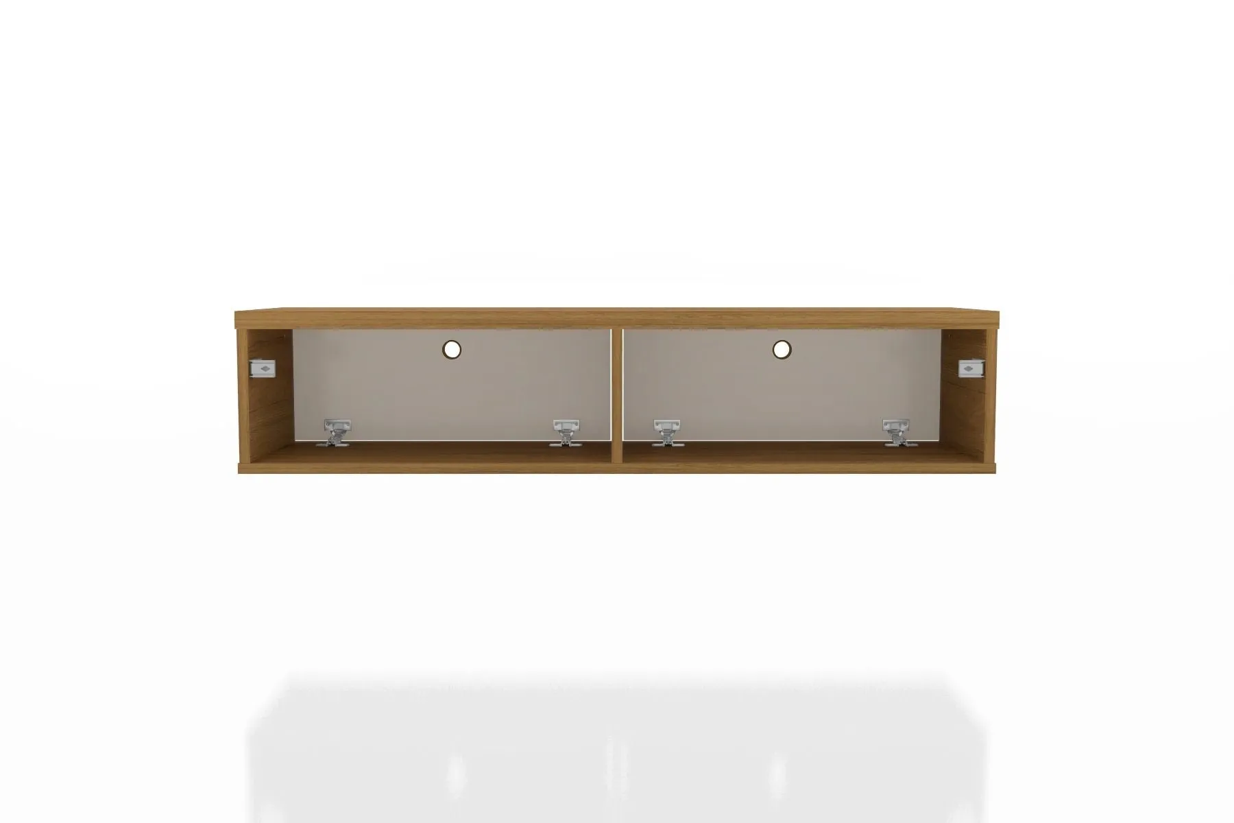 Liberty 42.28 Mid-Century Modern Floating Entertainment Center with 2 Shelves in Cinnamon and Off White