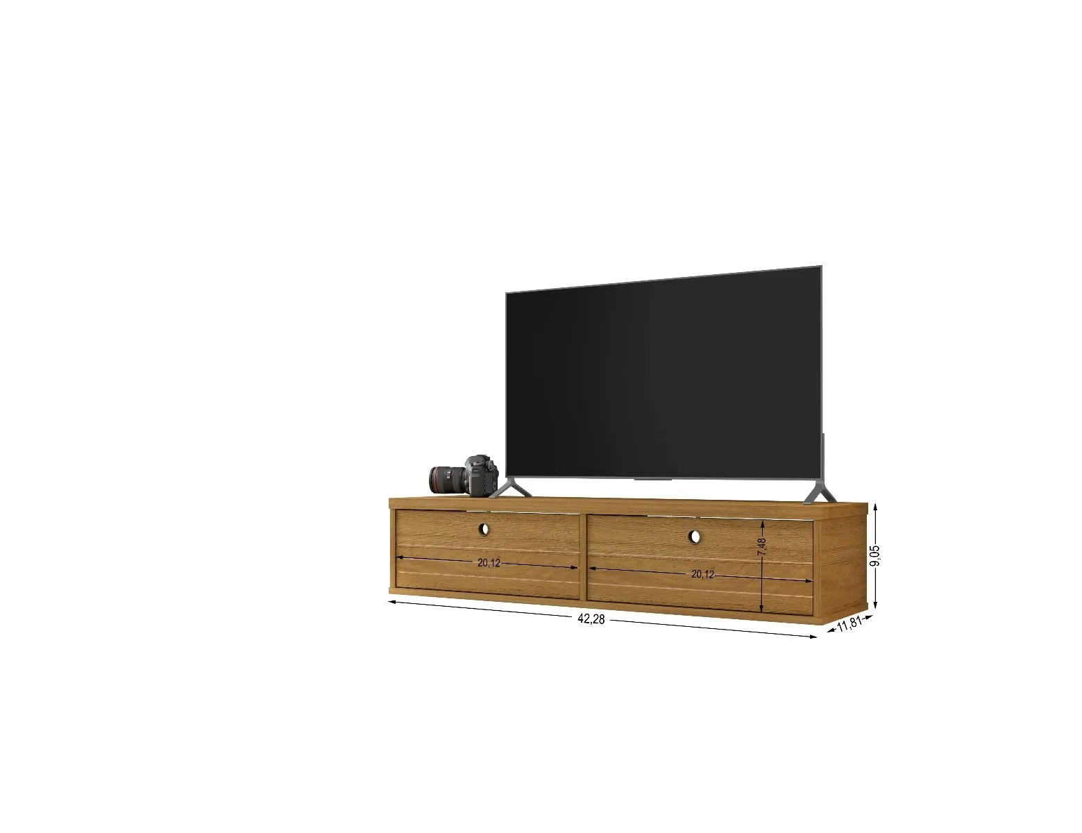 Liberty 42.28 Mid-Century Modern Floating Entertainment Center with 2 Shelves in Cinnamon