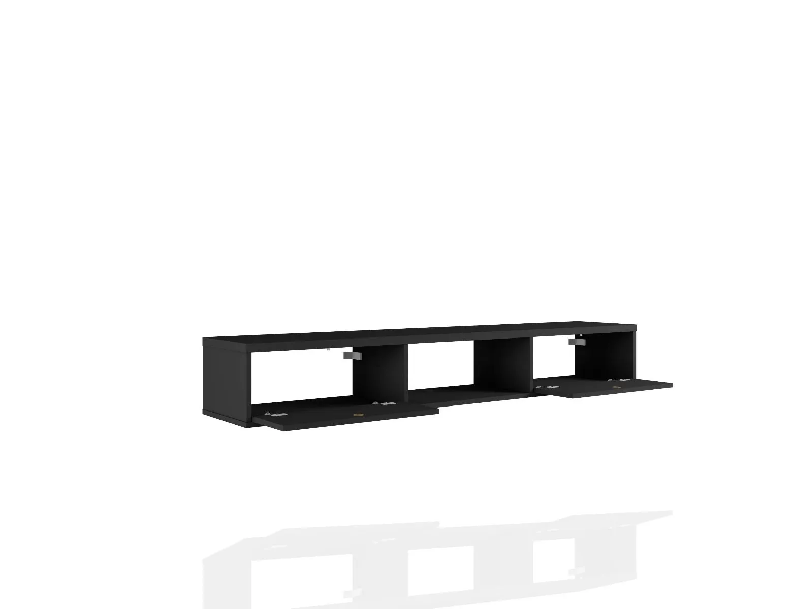 Liberty 62.99 Mid-Century Modern Floating Entertainment Center with 3 Shelves in Black