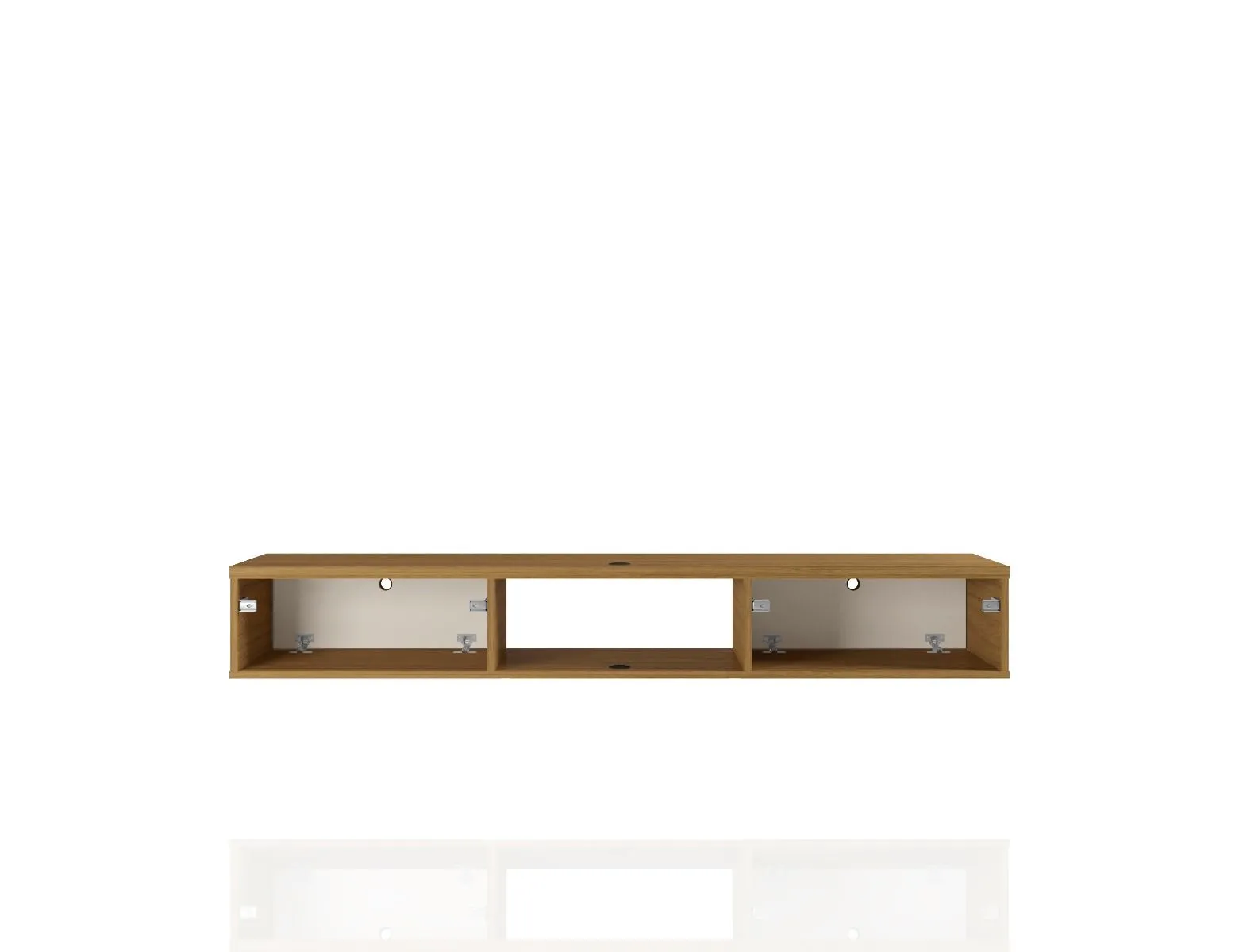 Liberty 62.99 Mid-Century Modern Floating Entertainment Center with 3 Shelves in Cinnamon and Off White