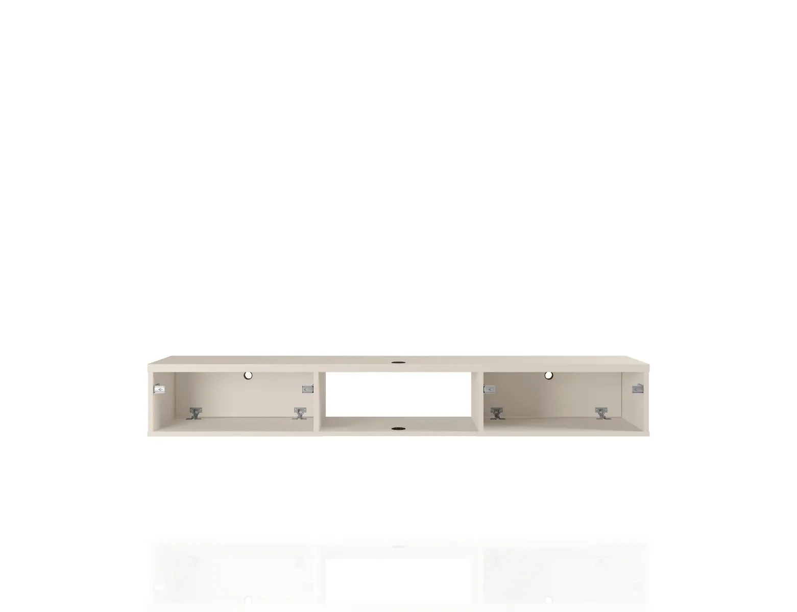 Liberty 62.99 Mid-Century Modern Floating Entertainment Center with 3 Shelves in Off White