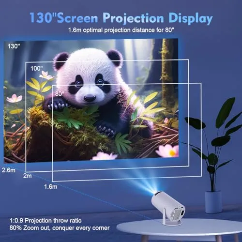 Magcubic Auto Keystone Mini Portable Projector, 4K/260 ANSI Smart Projector with WiFi 6 BT 5.0, Screen Adjustment, 180 Degree Rotation, Home Video Projector Built-in Android 11.0 OS