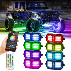 NEW Vibrant Series | Upgraded RGB LED Rock Lights Kit Multicolor Neon Underglow Lights with Bluetooth APP & Remote Control