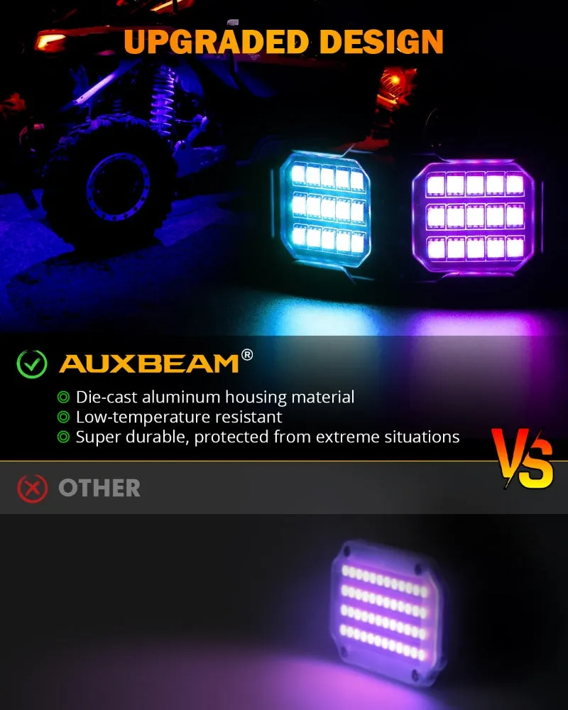 NEW Vibrant Series | Upgraded RGB LED Rock Lights Kit Multicolor Neon Underglow Lights with Bluetooth APP & Remote Control