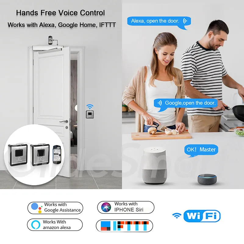 Olide Smart Double Swing Door Operators with Wave to Open Switches, Hands Free Open Automatic Handicap Door Opener