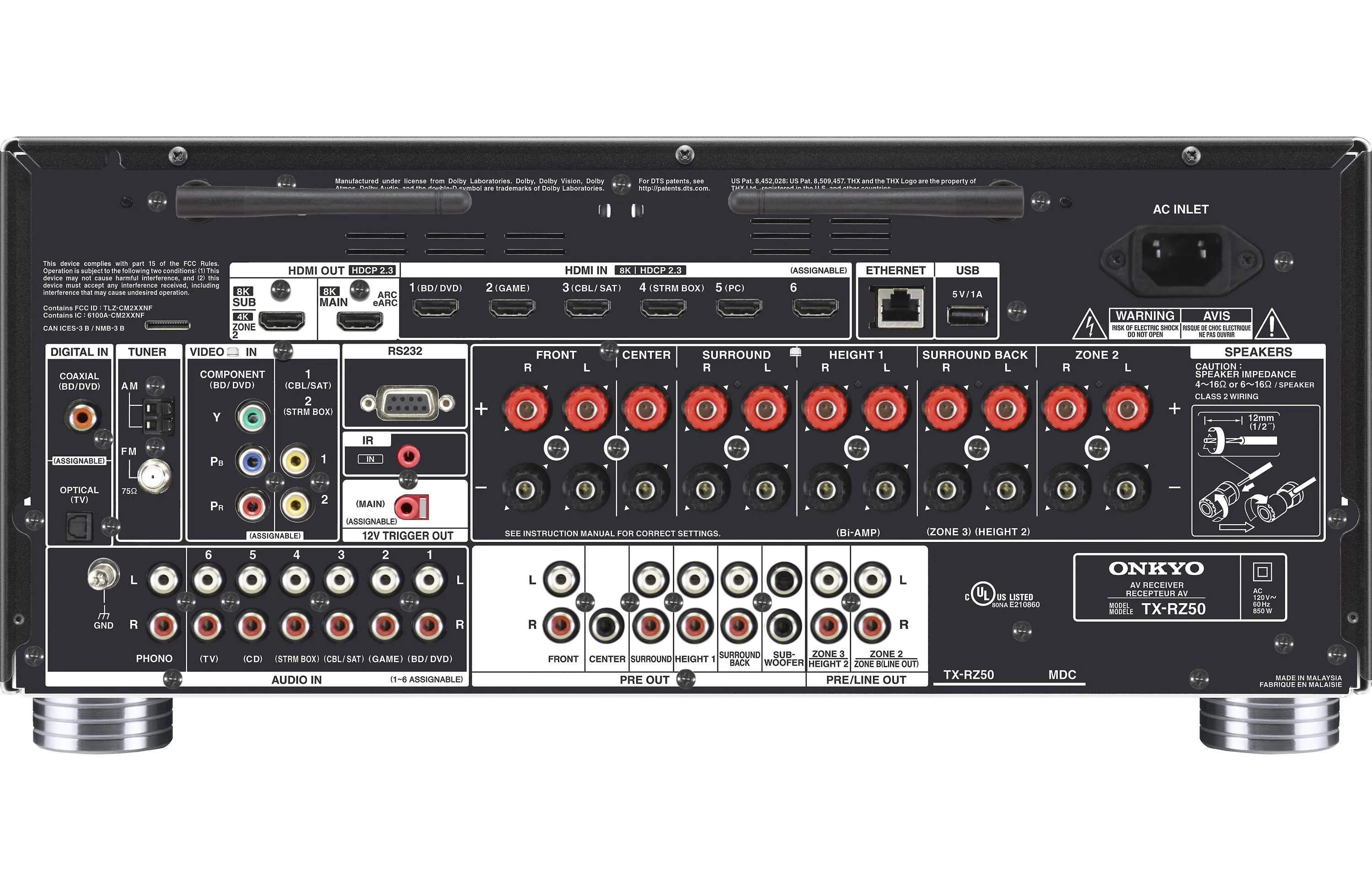 Onkyo TX-RZ50 9.2 Channel THX Certified A/V Receiver Open Box