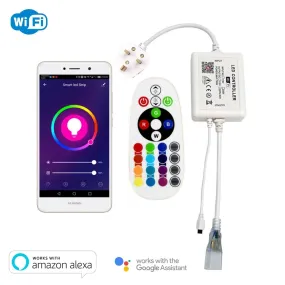 RGB LED Strip 220V 240V 60LEDs/m WiFi Tuya APP LED controller with 24key Remote