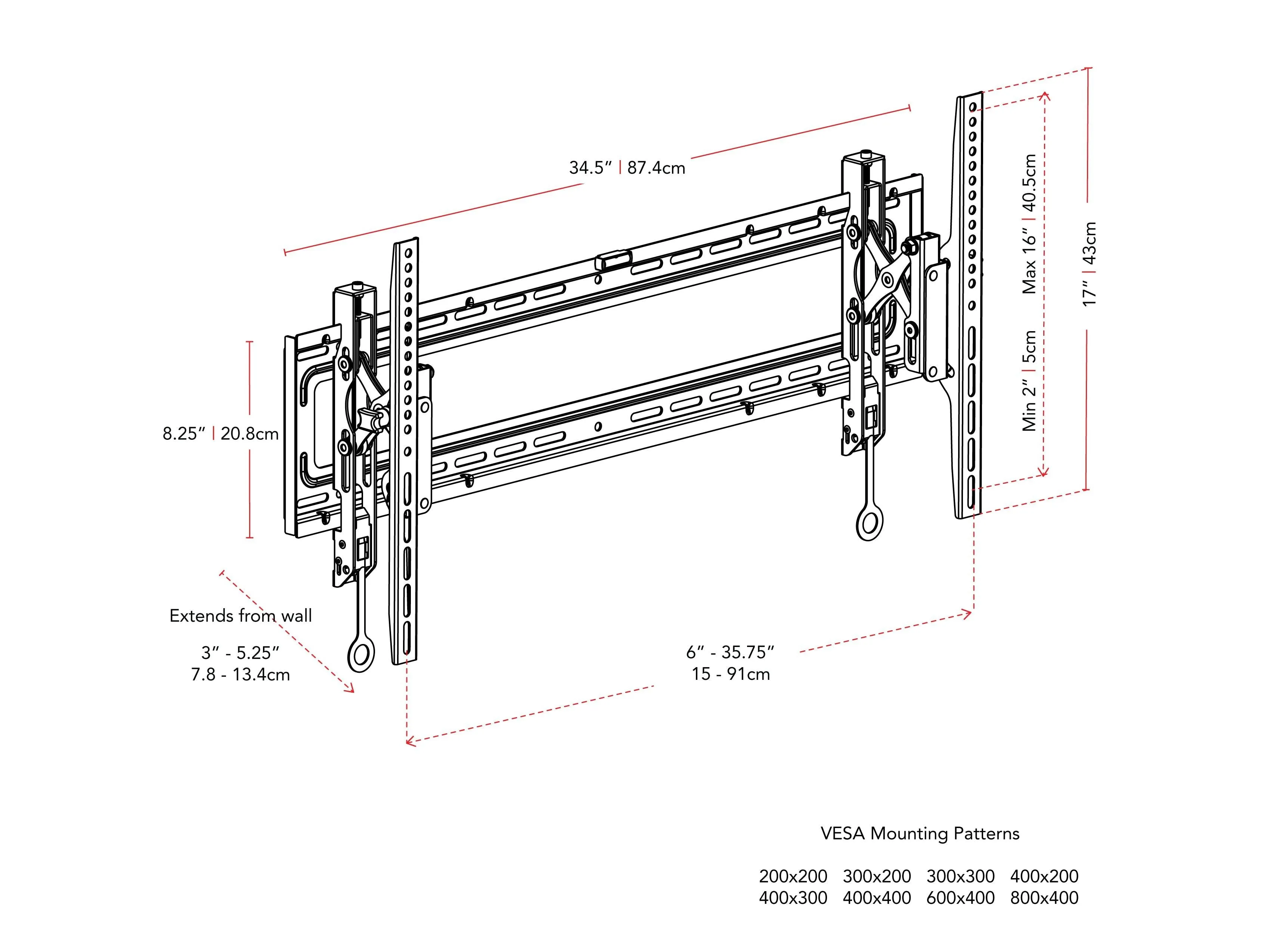 Tilting TV Wall Mount for 43" - 90" TVs