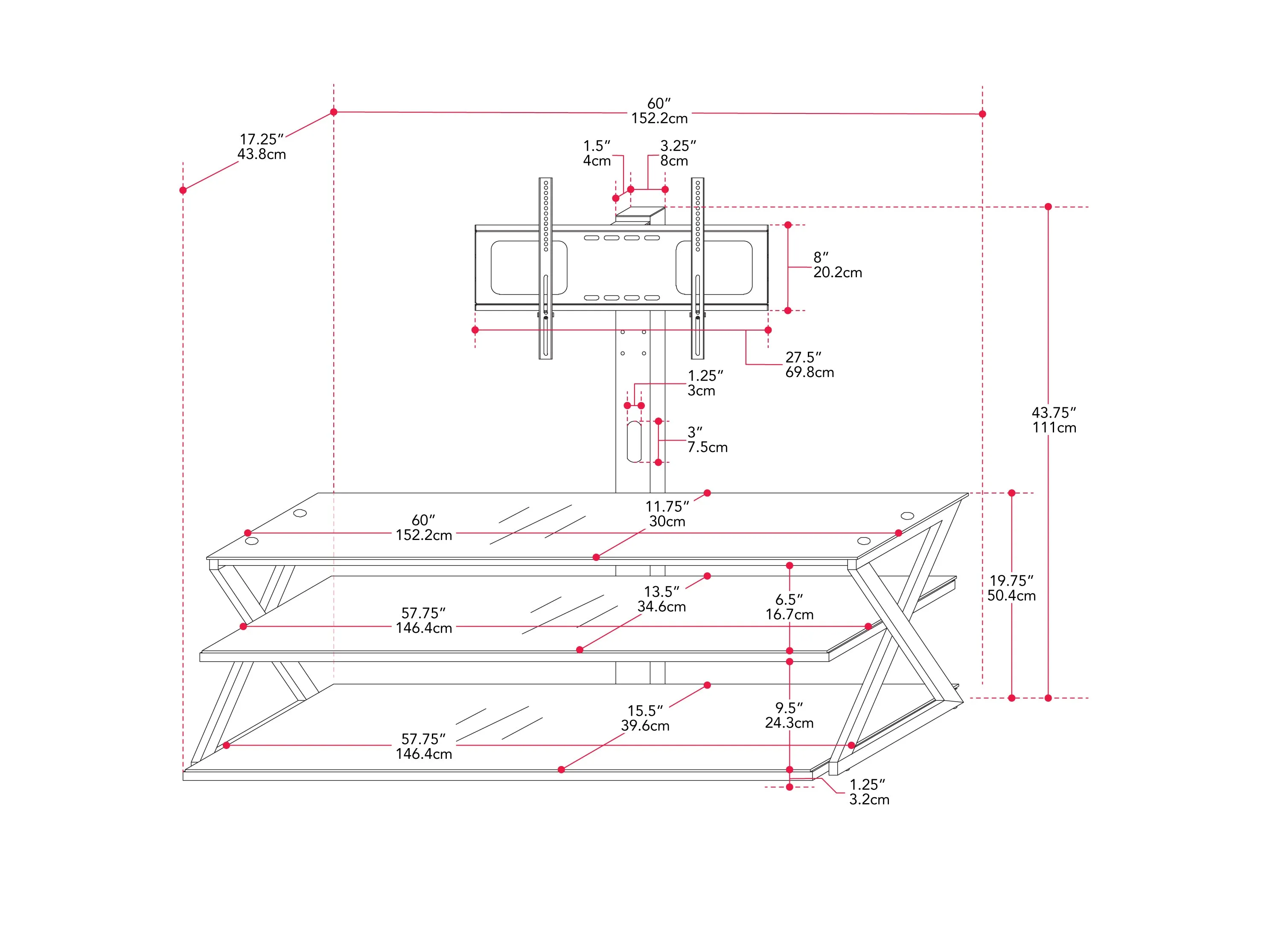 TV Stand with Mount, TVs up to 65"