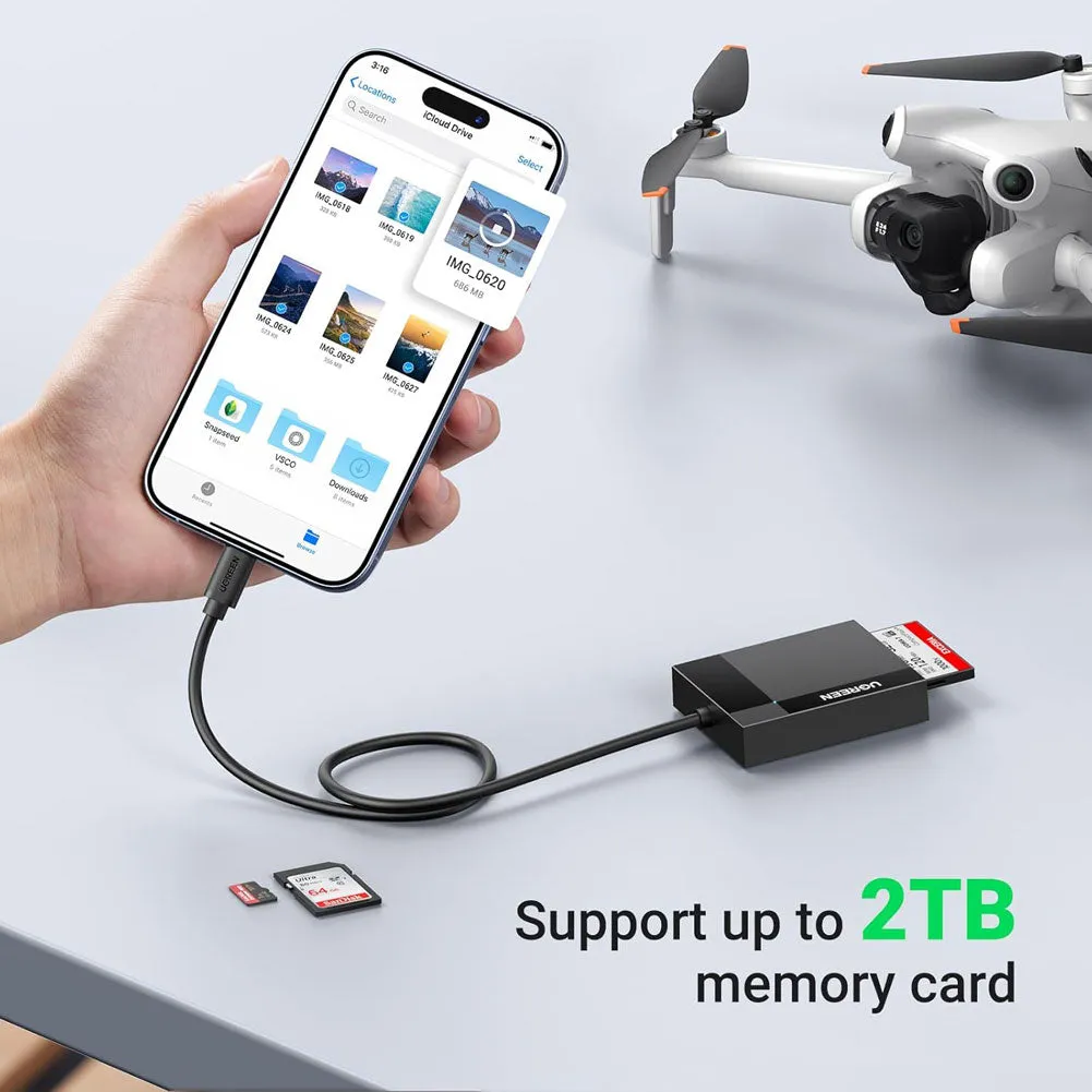 UGREEN USB C 4-in-1 External Memory Card Reader & Adapter