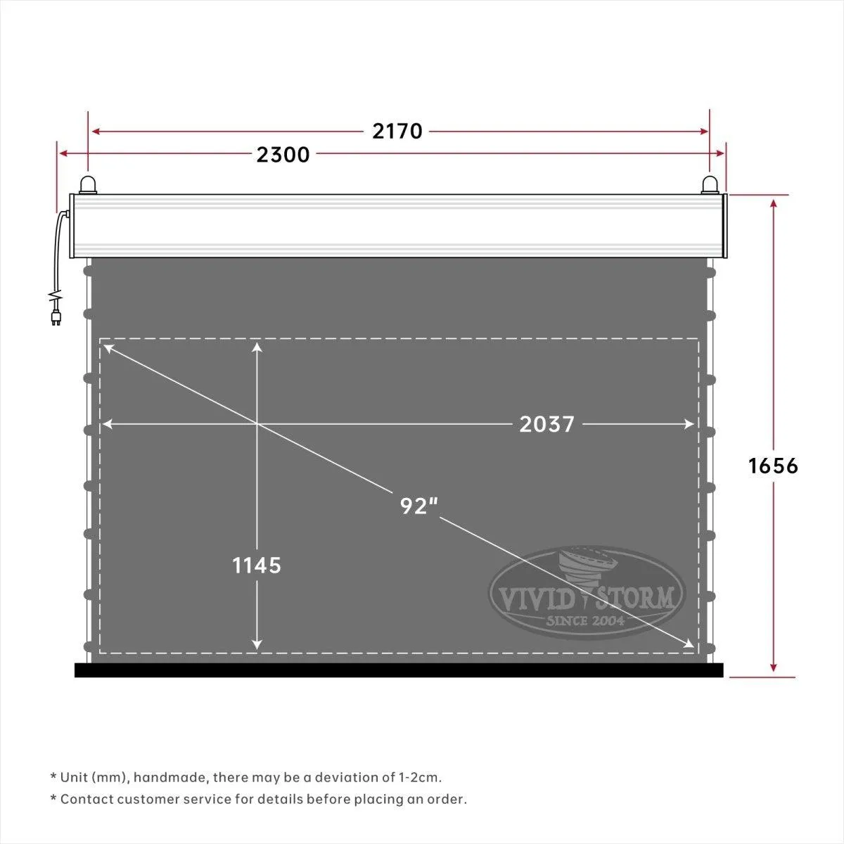 VIVIDSTORM 3D ALR Slimline Motorized Tension 3D(high gain) Obsidian Long Throw ALR Projector screen