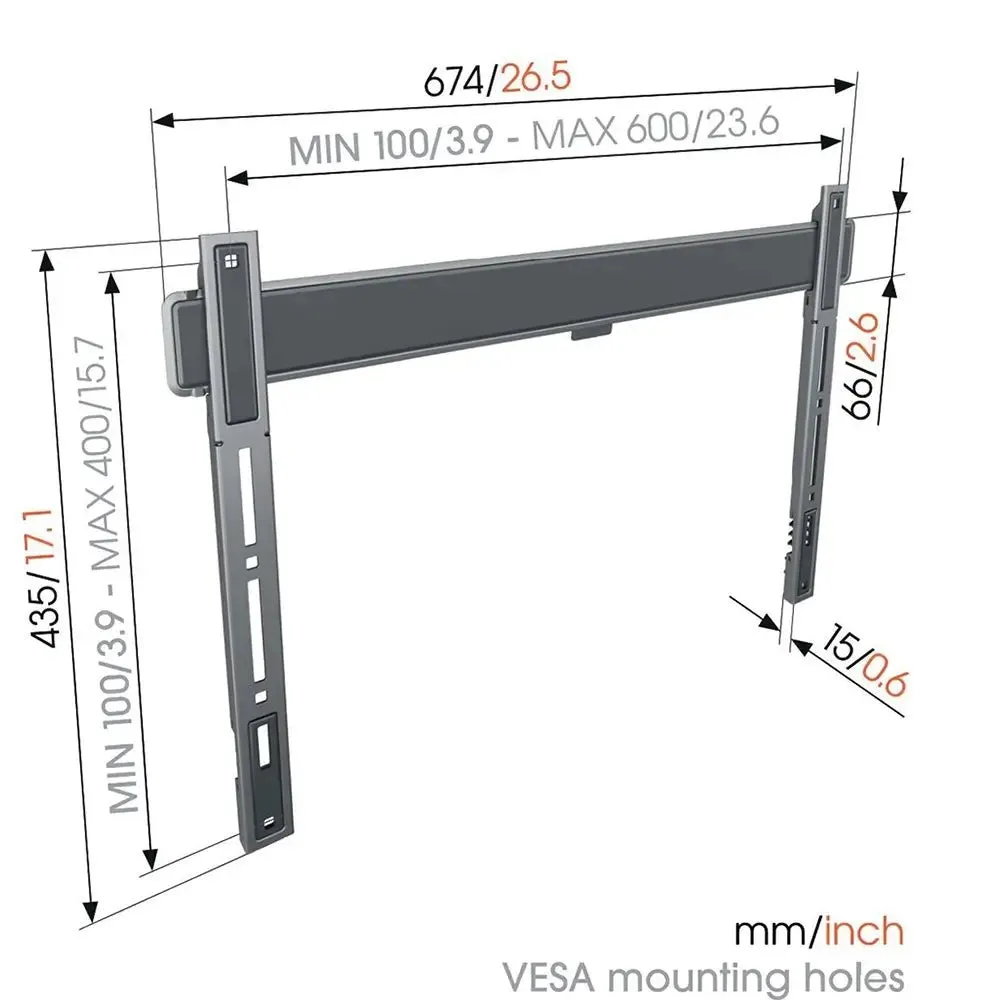 Vogel TVM5605 Fixed TV Wall Mount for 40"-100" TVs - Black