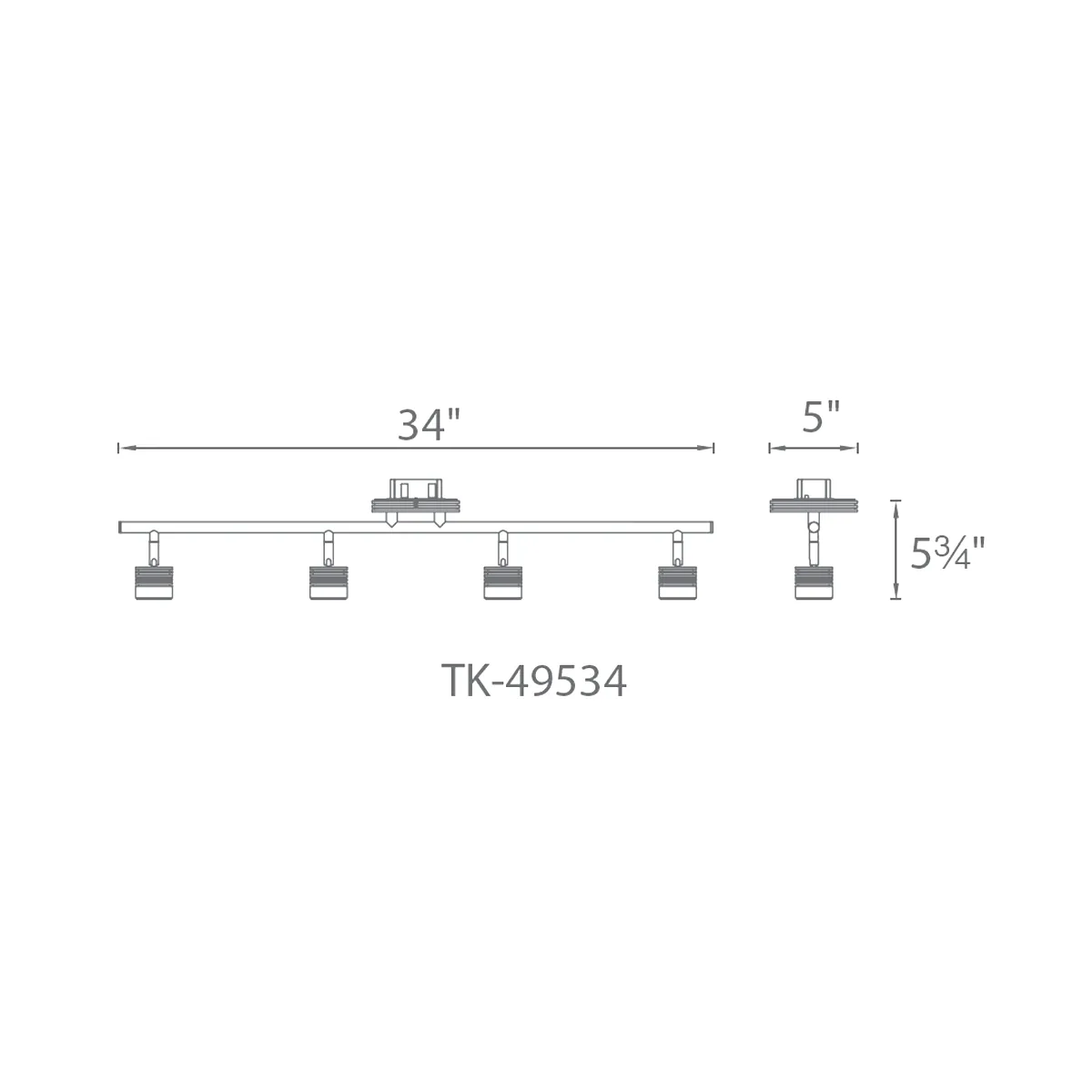 WAC TK-49534 34" Wide Vector 33W LED Fixed Rail with 4 Fixtures